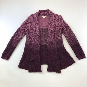 Lucy & Laurel berry wine purple open cardigan Medium Alpaca wool